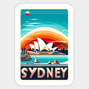 Sydney Australia Vintage Retro Travel Sticker Sticker